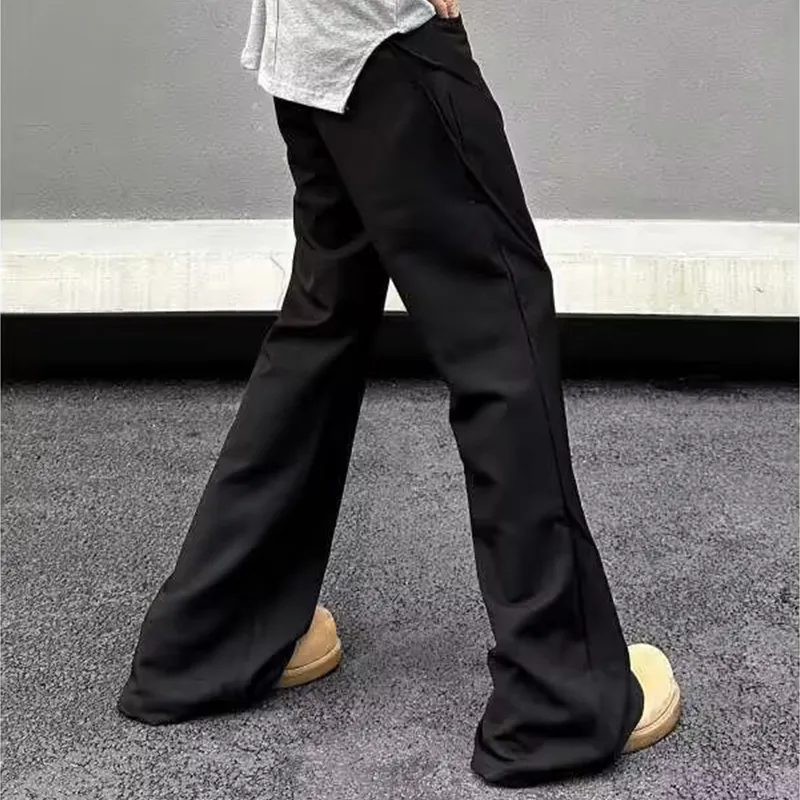 YICHEN Casual Pants Unisex Black[A-Shaped Slightly Flared]-2