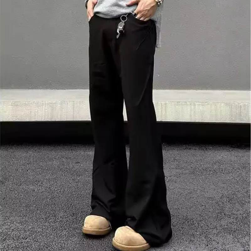 YICHEN Casual Pants Unisex Black[A-Shaped Slightly Flared]-1