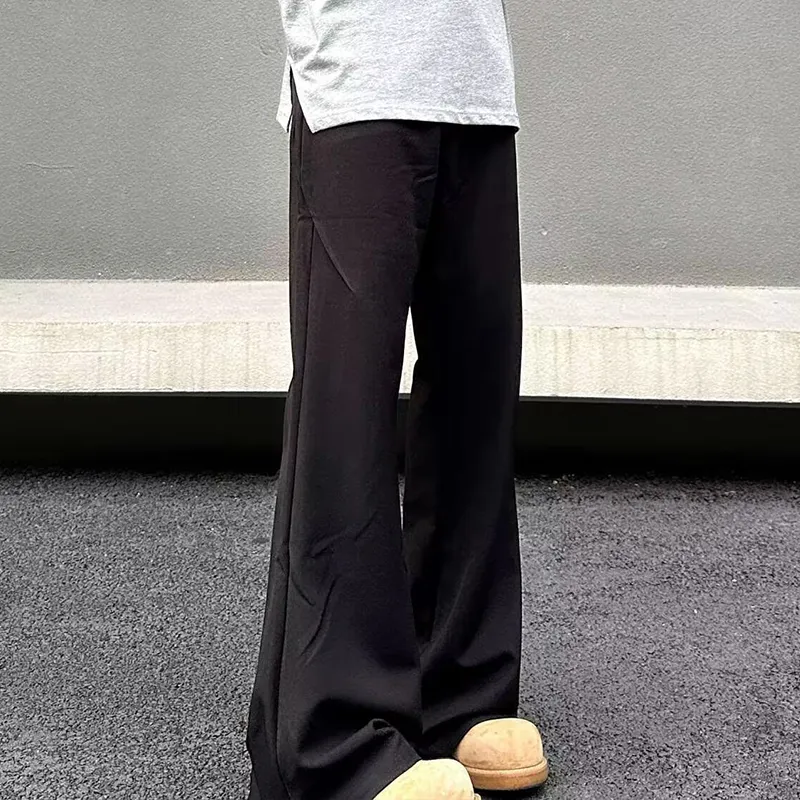 YICHEN Casual Pants Unisex Black[A-Shaped Slightly Flared]-3