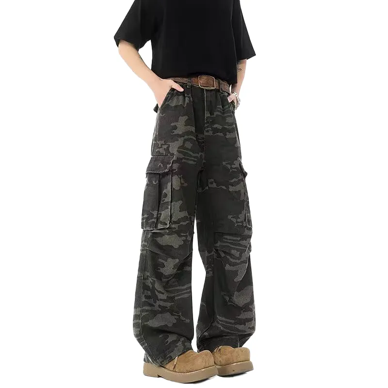 YICHEN Cargo Pants Unisex Heavy Duty Camouflage[Straight Fit Wide Leg]-4