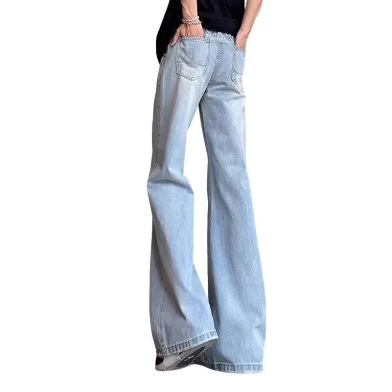 YICHEN Jeans Unisex Ice Blue[A Shaped Slight Flare]-2