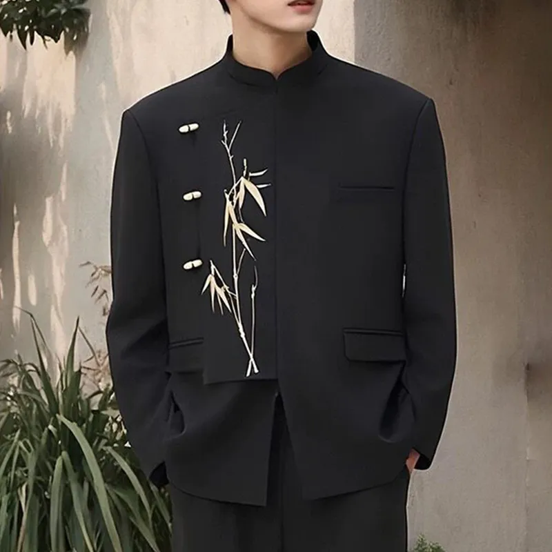YICHEN Business Suits Unisex New Chinese Style Tang Suits[Golden Bamboo Embroidery]-1