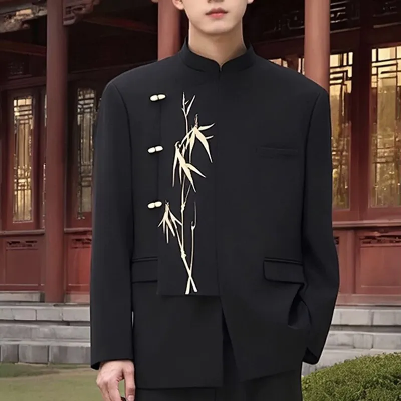 YICHEN Business Suits Unisex New Chinese Style Tang Suits[Golden Bamboo Embroidery]-2