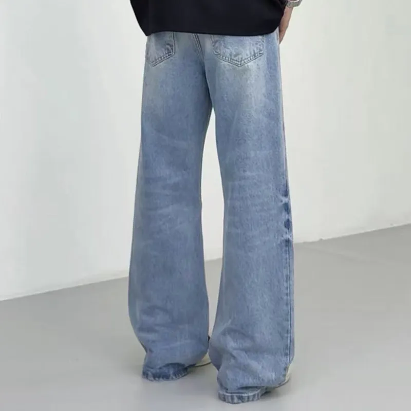 YICHEN Jeans Unisex Ice Blue[A-Shaped Slight Flare]-4