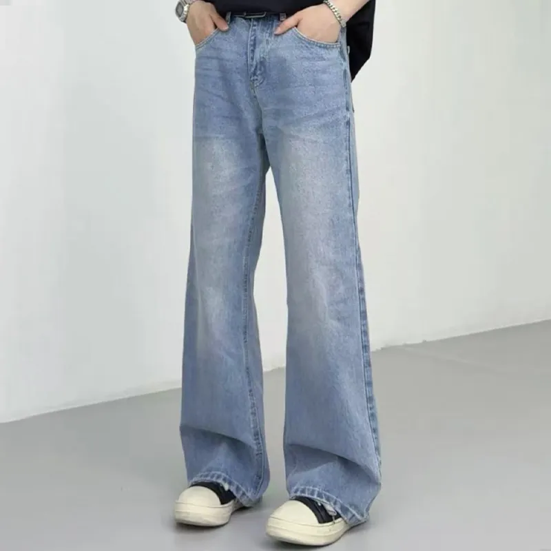 YICHEN Jeans Unisex Ice Blue[A-Shaped Slight Flare]-2