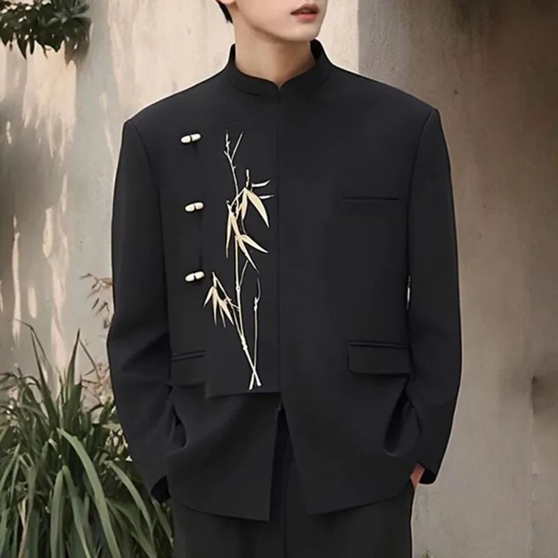 YICHEN Business Suits Unisex New Chinese Style Tang Suits[Golden Bamboo Embroidery]-3