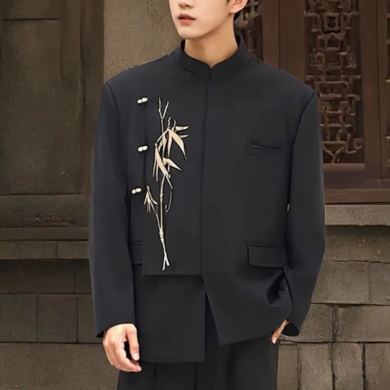 YICHEN Business Suits Unisex New Chinese Style Tang Suits[Golden Bamboo Embroidery]-4