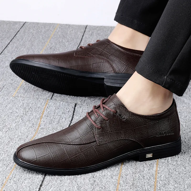 XIMO BULL Dress Shoes Men Low Top Black/Brown-6