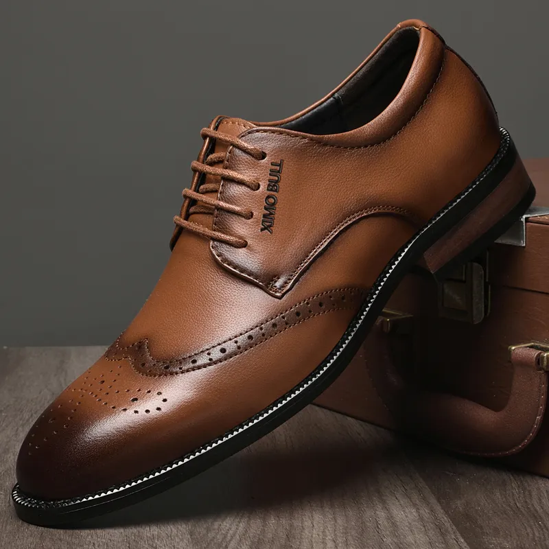 XIMO BULL Dress Shoes Men Low Top Black/Brown-6