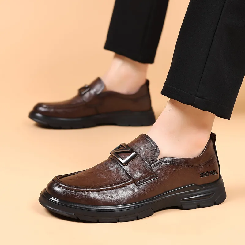 XIMO BULL Men's Casual Shoes Men Low Top Black/Brown-4