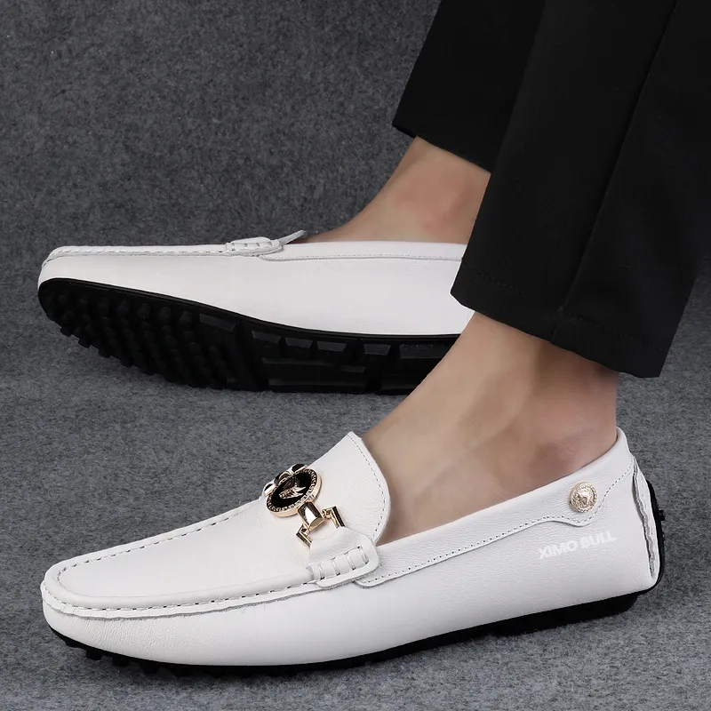 XIMO BULL Gommino Loafers Men Black/White-8