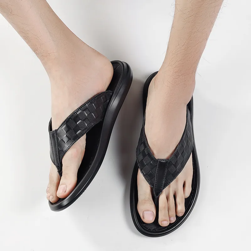 XIMO BULL Rubber Sole Slip Resistant Flip Flops Men's Black-2