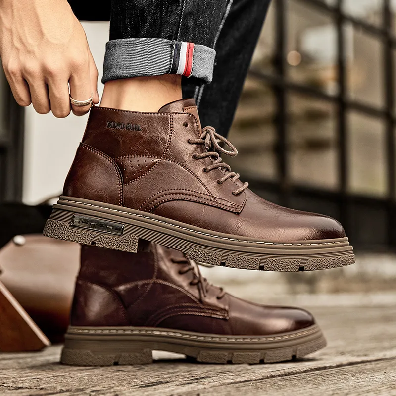 XIMO BULL Ankle Boots Men Black/Brown-7