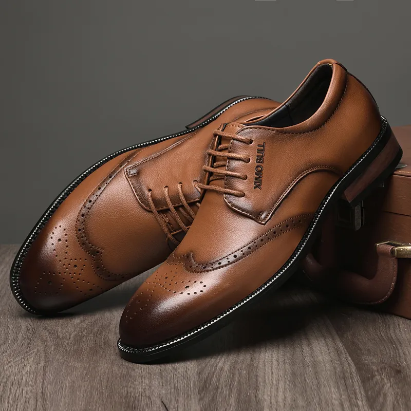 XIMO BULL Dress Shoes Men Low Top Black/Brown-7