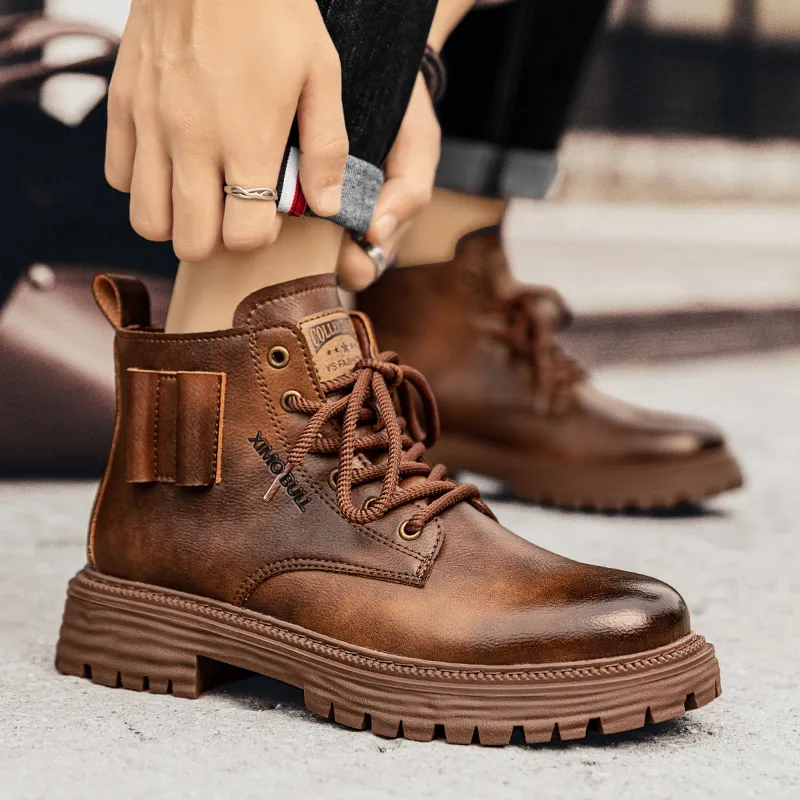 XIMO BULL Martin Boots Men Black/Brown-6
