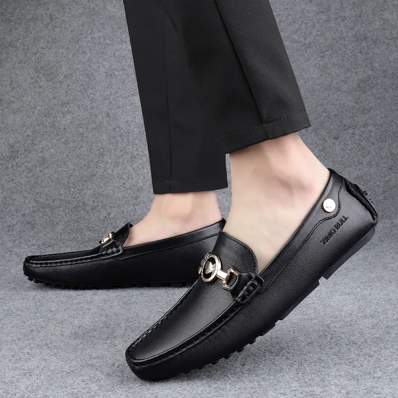 XIMO BULL Gommino Loafers Men Black/White-2
