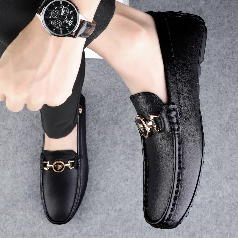 XIMO BULL Gommino Loafers Men Black/White-5