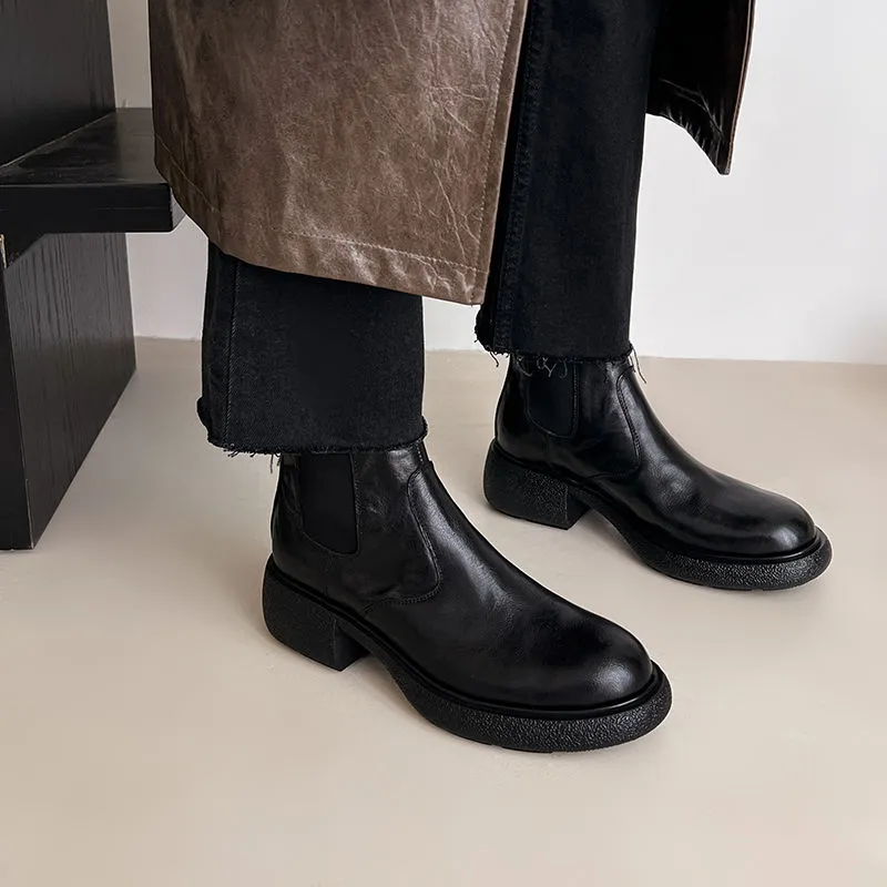 XIAOAJUE Short Chelsea Boots 4.5cm Women's-3