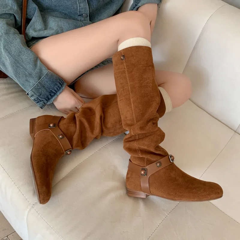 XIAOAJUE Knee high Boots 2cm Women's-3