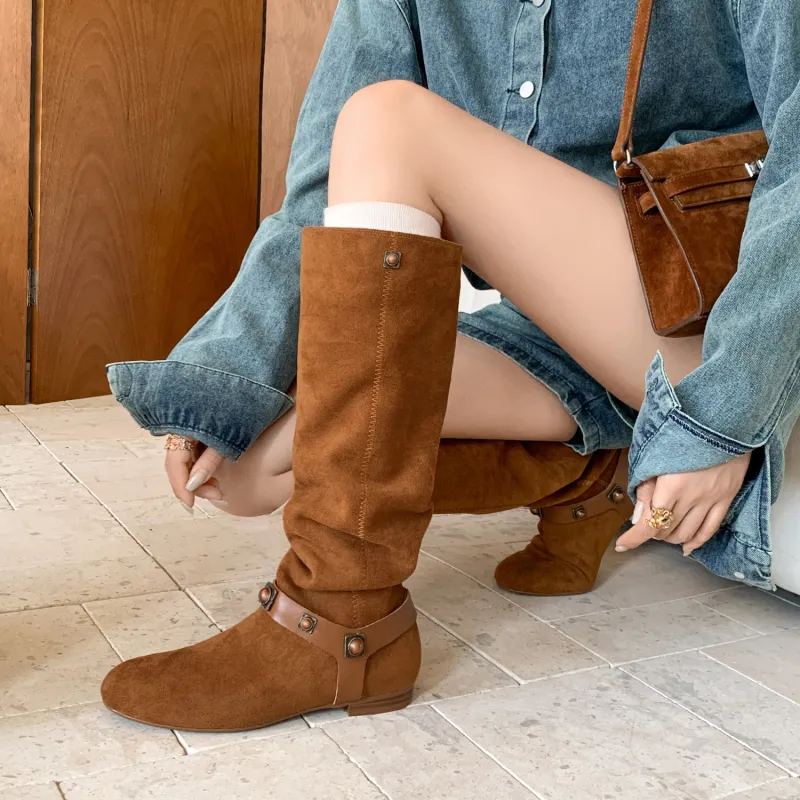 XIAOAJUE Knee high Boots 2cm Women's-1