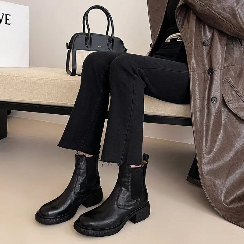 XIAOAJUE Short Chelsea Boots 4.5cm Women's-4