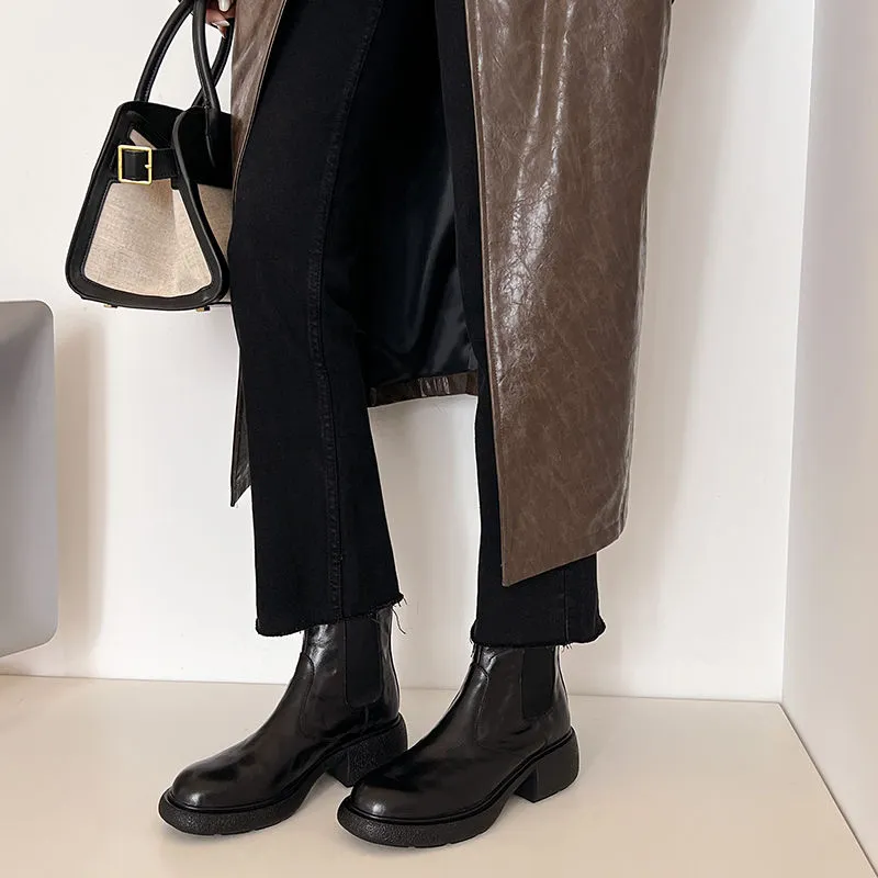 XIAOAJUE Short Chelsea Boots 4.5cm Women's-11