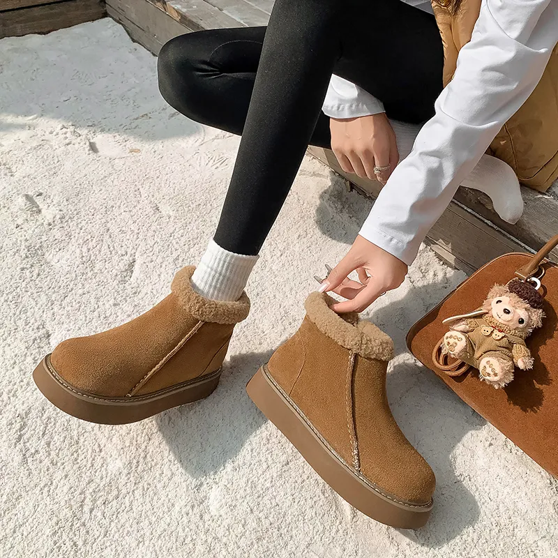 XIAOAJUE Thermal Abrasion Resistant Height Increasing Short Snow Boots Women's-9