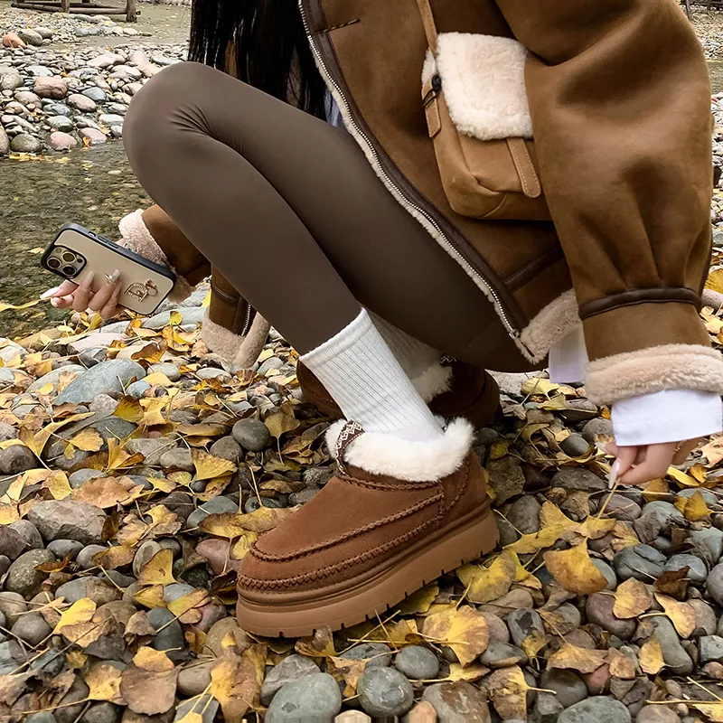XIAOAJUE Thermal Abrasion Resistant Height Increasing Snow Boots Women's-4
