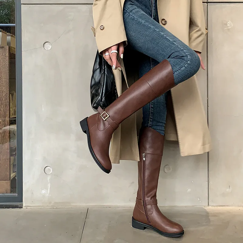 XIAOAJUE Knee high Boots 3.5cm Women's-11