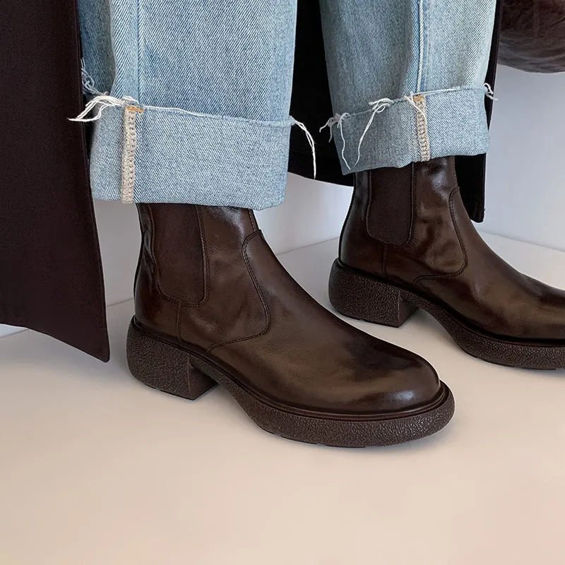 XIAOAJUE Short Chelsea Boots 4.5cm Women's-19