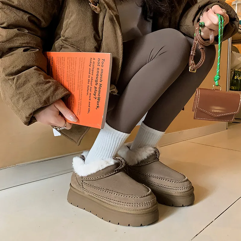 XIAOAJUE Thermal Abrasion Resistant Height Increasing Snow Boots Women's-6