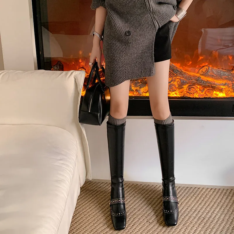 XIAOAJUE Knee high Boots 5cm Women's-3