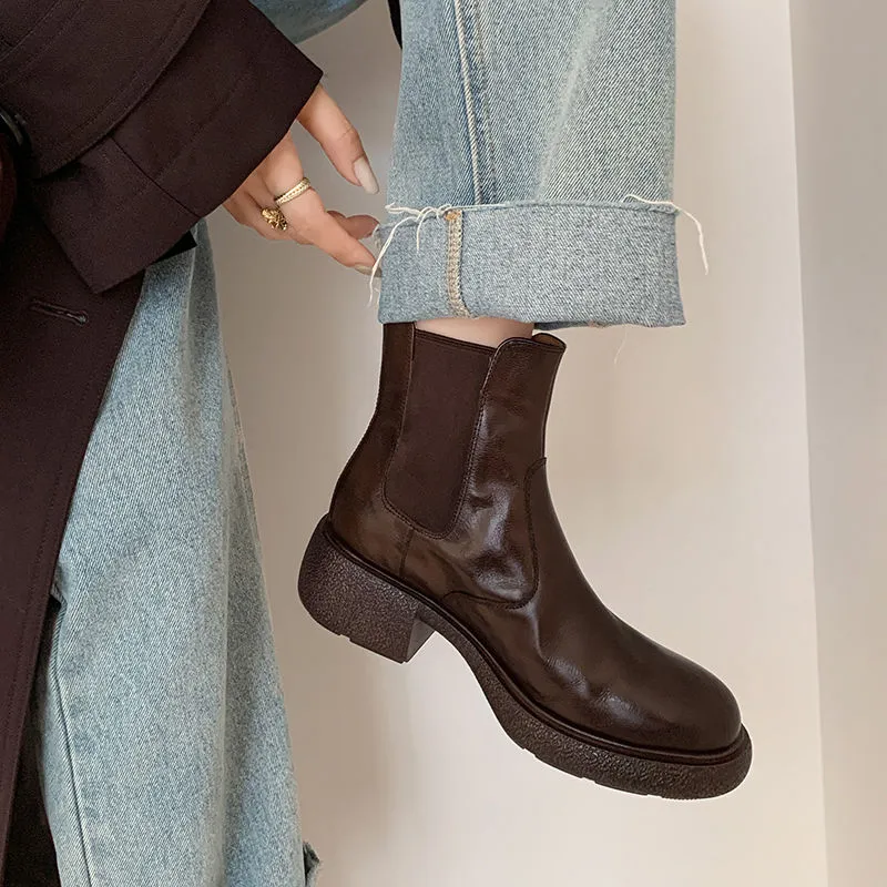 XIAOAJUE Short Chelsea Boots 4.5cm Women's-13
