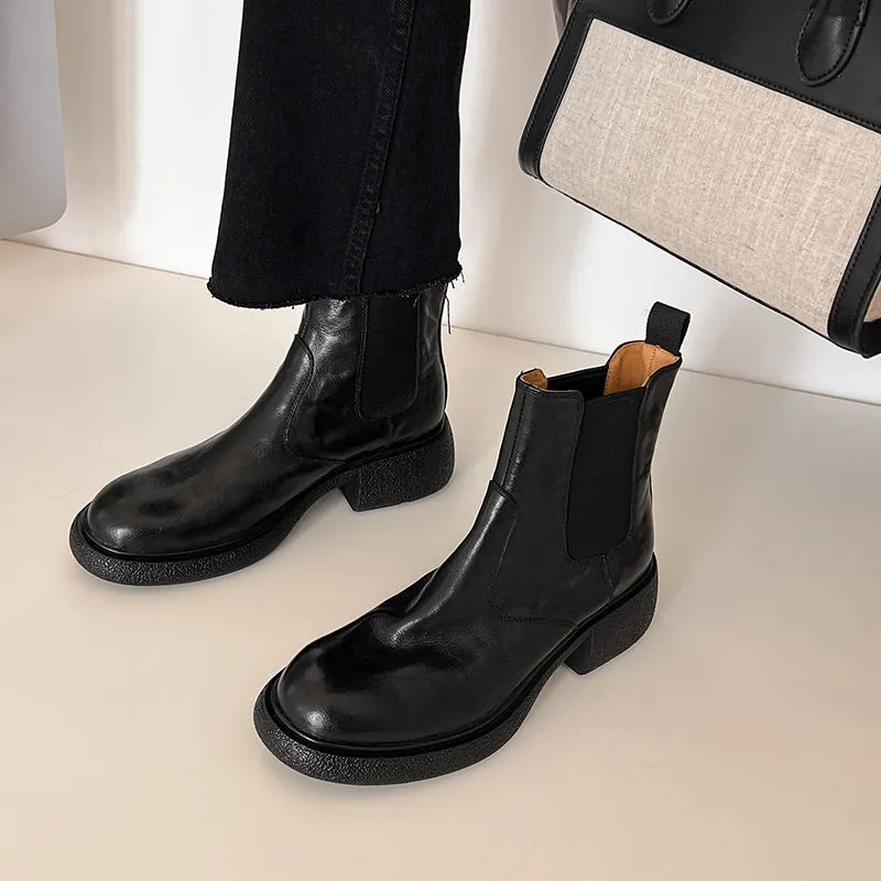 XIAOAJUE Short Chelsea Boots 4.5cm Women's-1
