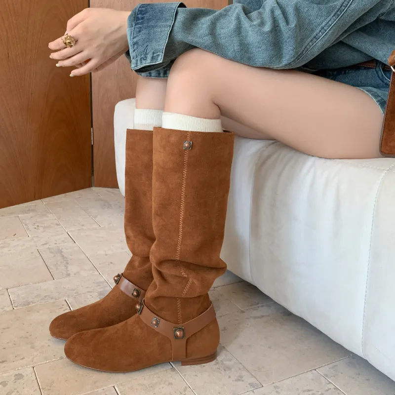 XIAOAJUE Knee high Boots 2cm Women's-4