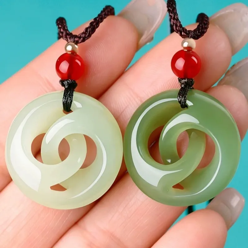 Zhen Yu Zhen Pin Hetian Jade Necklaces Green Jade Unisex-2