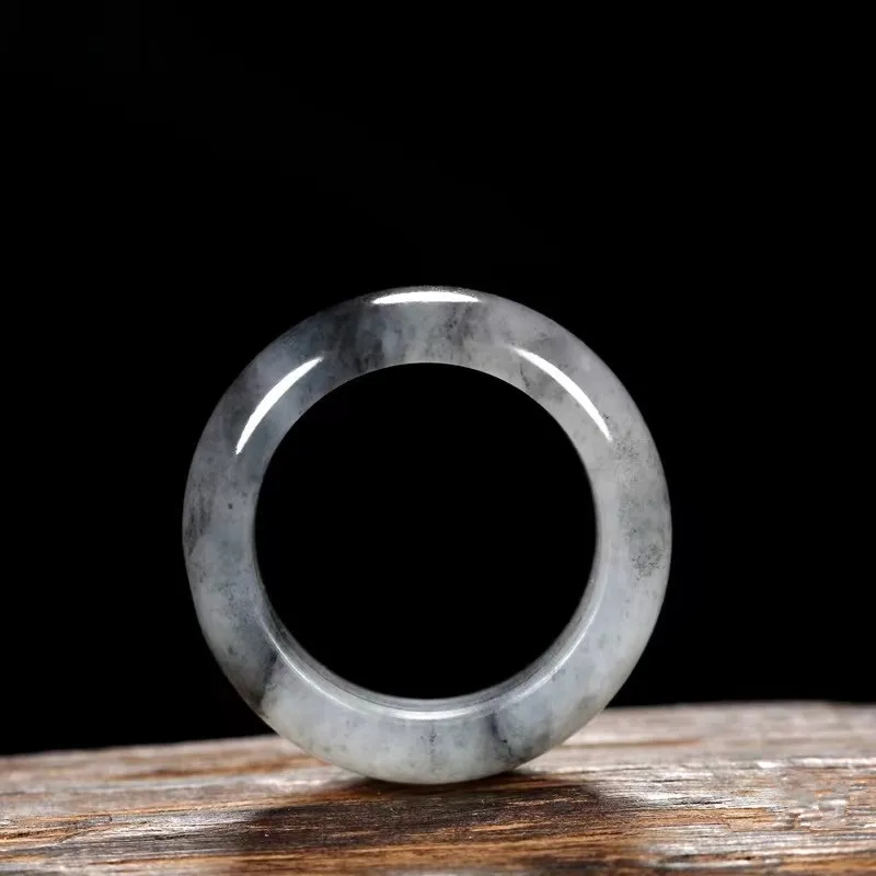 Zhen Yu Zhen Pin Hetian Jade Rings Blue And White Unisex-4