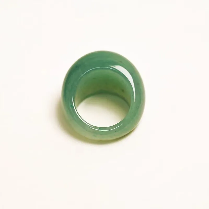 Zhen Yu Zhen Pin Aventurine Jade Rings Unisex-3