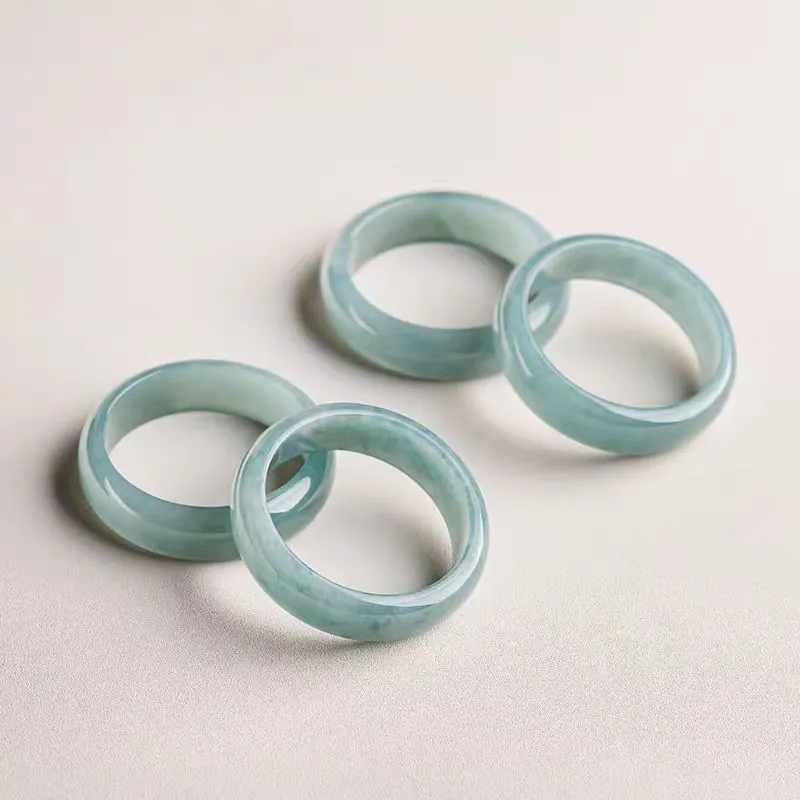 Zhen Yu Zhen Pin Ice Glutinous Jadeite Rings Unisex-4