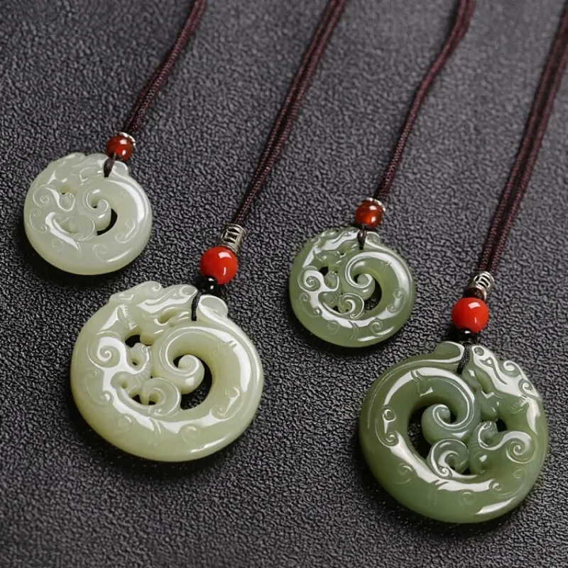 Zhen Yu Zhen Pin Hetian Jade Necklaces Green Jade Unisex-9