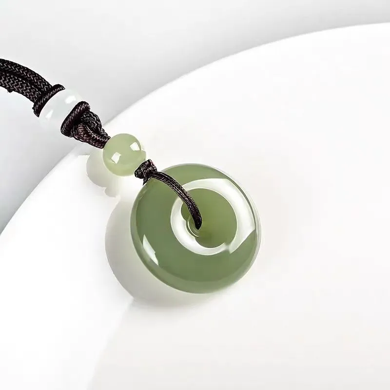Zhen Yu Zhen Pin Hetian Jade Necklaces Pale Greenish White Jade Unisex-3
