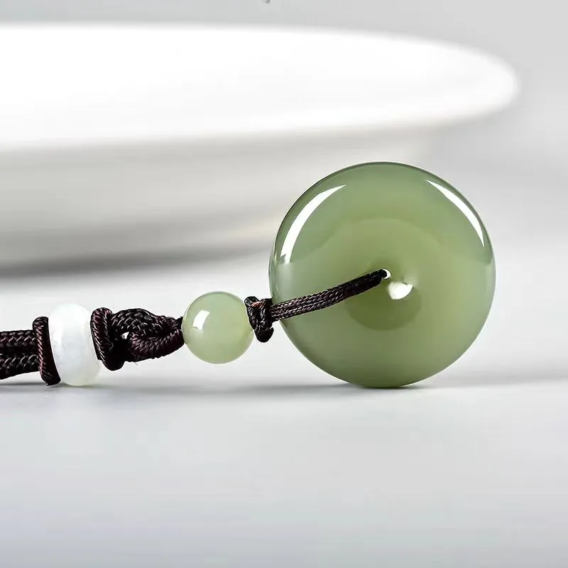 Zhen Yu Zhen Pin Hetian Jade Necklaces Pale Greenish White Jade Unisex-4