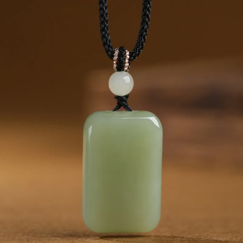 Zhen Yu Zhen Pin Hetian Jade Necklaces Pale Greenish White Jade Unisex-5