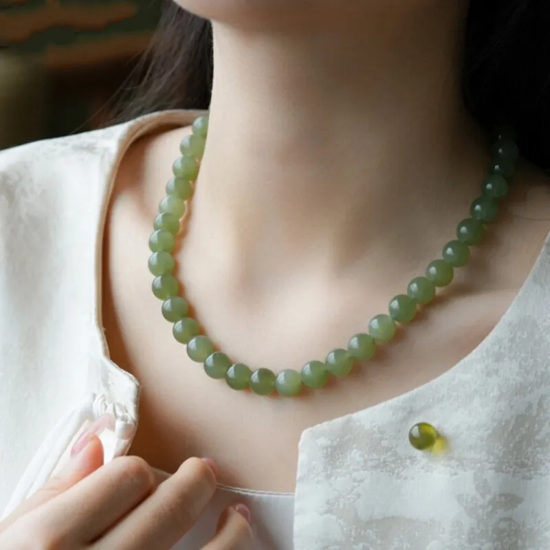 Zhen Yu Zhen Pin Hetian Jade Necklaces Green Jade Unisex-5