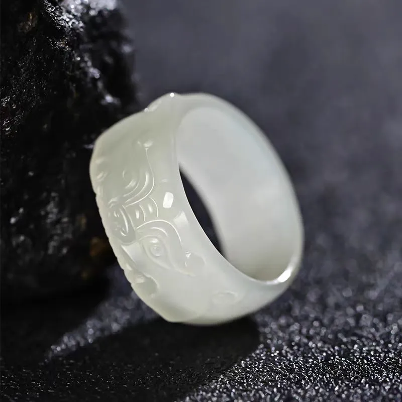 Zhen Yu Zhen Pin Hetian Jade Rings White Jade/Pale Greenish White Jade Unisex-7