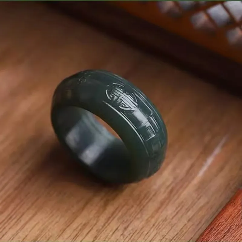 Zhen Yu Zhen Pin Hetian Jade Rings Green Jade Unisex-1