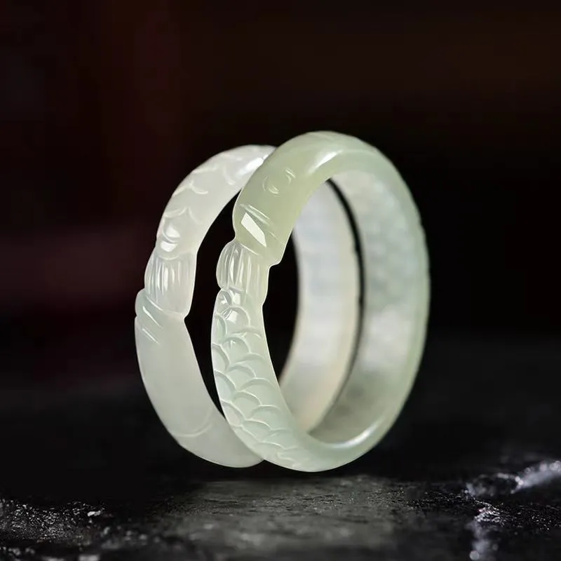 Zhen Yu Zhen Pin Hetian Jade Rings White Jade/Pale Greenish White Jade Unisex-3
