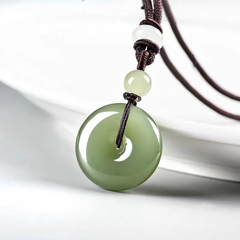 Zhen Yu Zhen Pin Hetian Jade Necklaces Pale Greenish White Jade Unisex-2