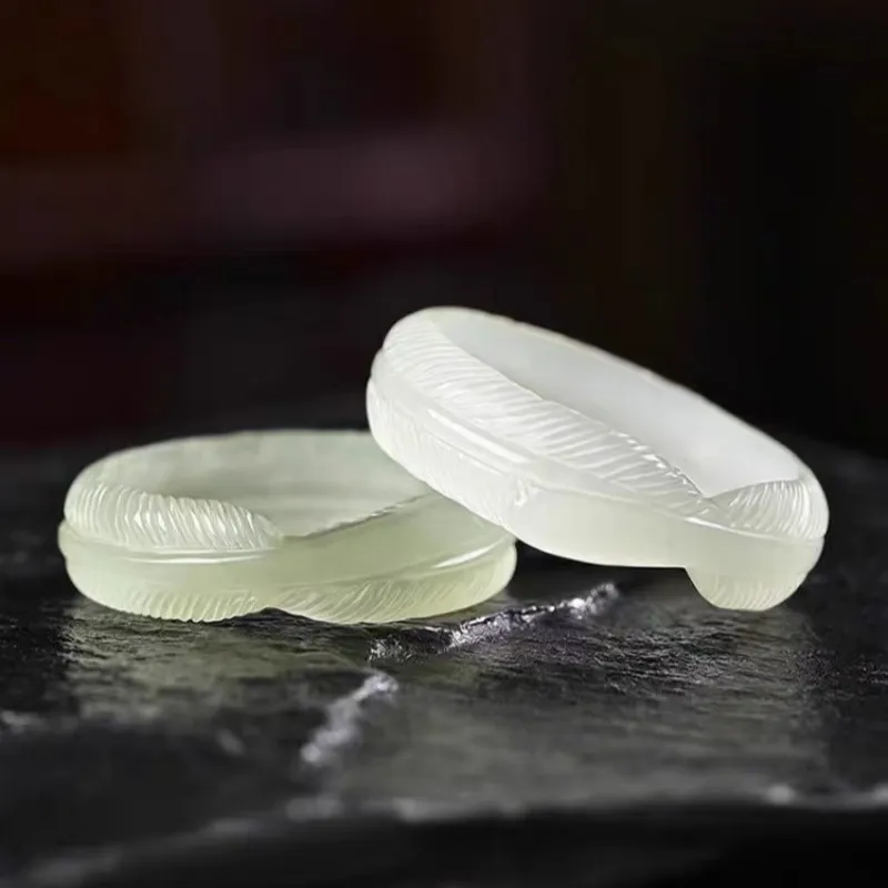 Zhen Yu Zhen Pin Hetian Jade Rings White Jade/Pale Greenish White Jade Unisex-4