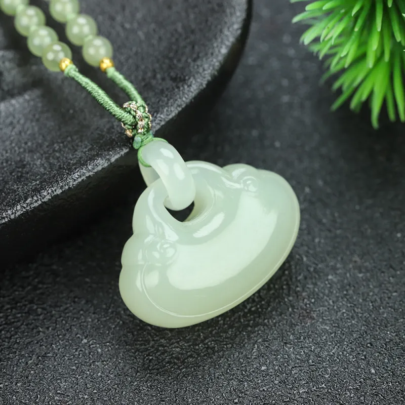 Zhen Yu Zhen Pin Pendants Pale Greenish White Jade Unisex-2